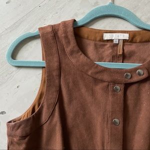 1st State Faux Suede Button Detail dress